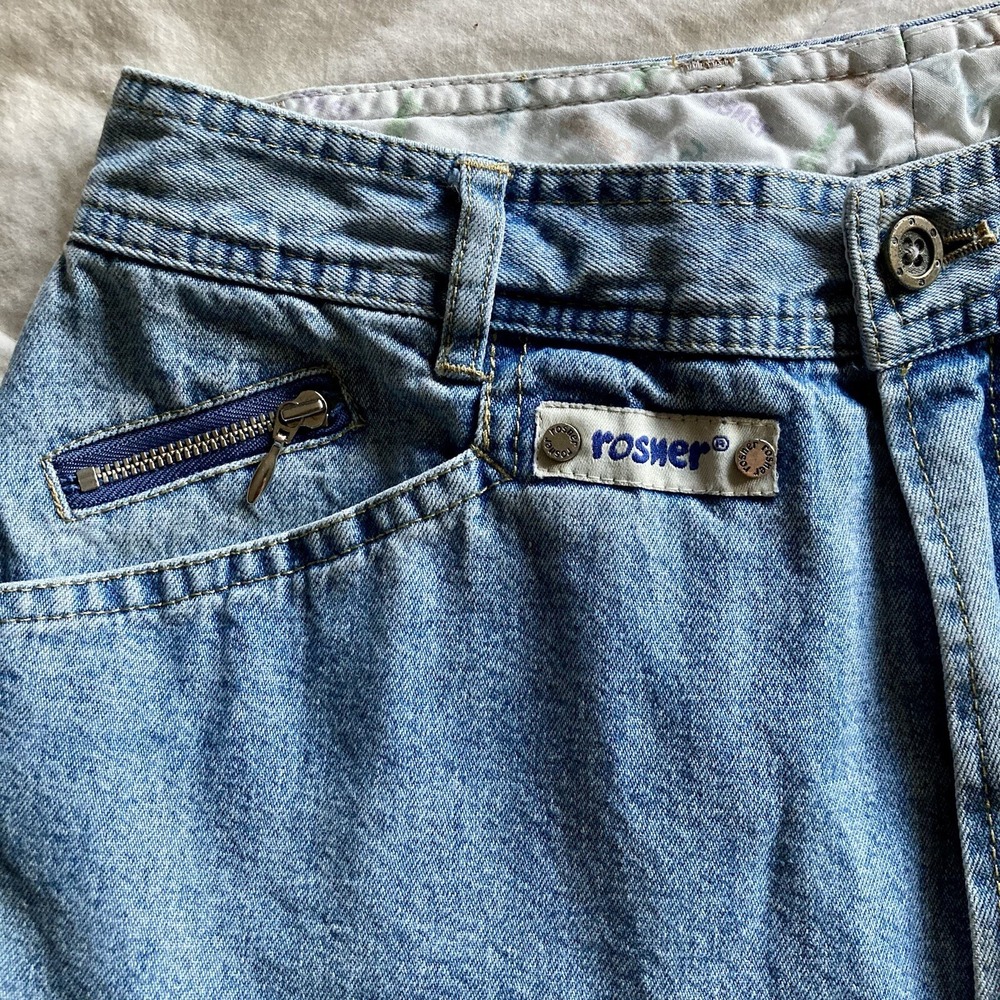 Vintage 90s Rosner Tapered Leg Mom Jeans Zipper Cuff Light Wash Size 40
